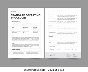 Procedimiento operativo estándar Plantilla SOP, Plantilla SOP, lineamientos SOP Plantilla