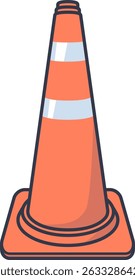 A standard orange traffic cone used for road safety, construction sites, and vehicle direction control