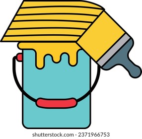 Galón de pintura estándar o puede diseño de iconos vectoriales, símbolo de servicios de Handyman, signo de reparación de casas, ilustración de material de constructores e ingeniería civil, concepto de Pintpot con aplicadores de pintura