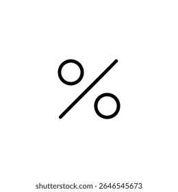 Un símbolo de porcentaje estándar (%) compuesto por dos círculos y una barra diagonal. Vector minimalista de arte lineal para matemáticas y finanzas.