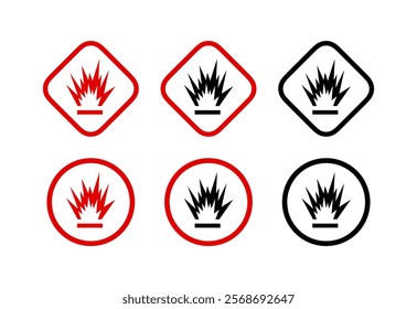 Standard pictogram for flammable substances. Explosive substances