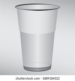 Standard plastic glass for cold drinks. Vector illustration.