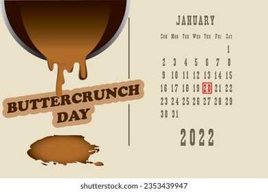 Standardpostkartenseite mit Kalenderdaten Januar 2022 - Buttercrunch Day