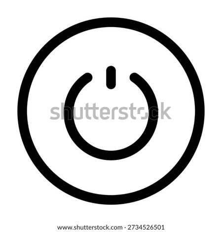 A standard power symbol consisting of a circle broken at the top by a vertical line, universally used to indicate power on or off or switch functions.