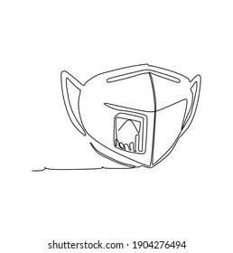Standard Protective mask to prevent infaction from virus.Continuous one line drawing