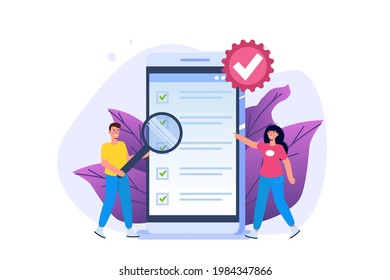 Standard for quality control, international certification concept. Vector illustration