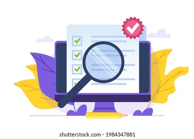 Standard for quality control, international certification concept. Vector illustration