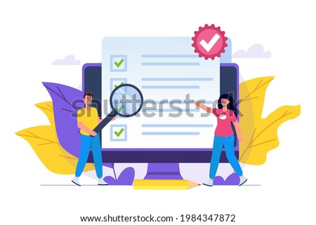 Standard for quality control, international certification concept. Vector illustration
