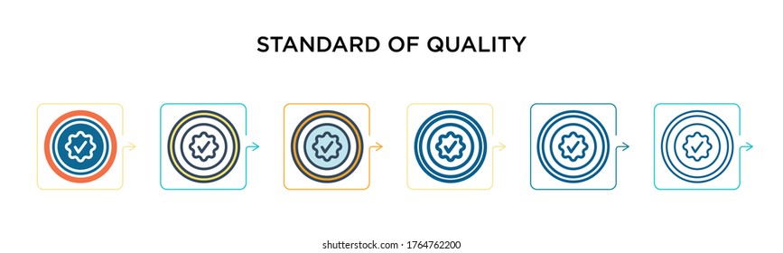 Icono vectorial estándar en 6 estilos modernos diferentes. Negro, dos iconos de calidad de color, diseñados en el estilo relleno, contorno, línea y trazo. La ilustración vectorial puede utilizarse para la web,