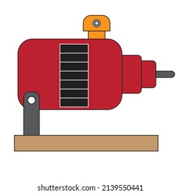 A standard red colored DC (ac) electric motor - electrical illustration , icon , vector 