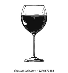 Standard red wine glass. Vector illustration on white background.