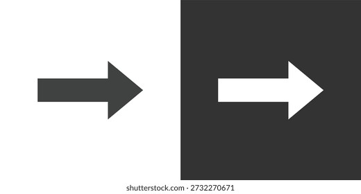 Standard Right Arrow icon set. Solid glyph series icons