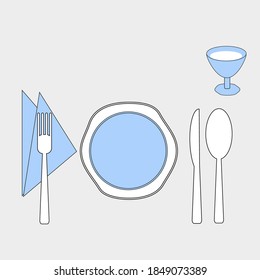 Standard serving of kitchen utensils on the table,