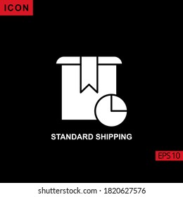 Standard shipping vector icon on black background. Illustration flat icon for graphic, print media interfaces and web design.
