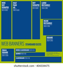 Standard Size Vector Web Banners Set For Website Advertising