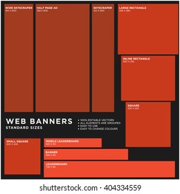 Standard Size Vector Web Banners Set For Website Advertising