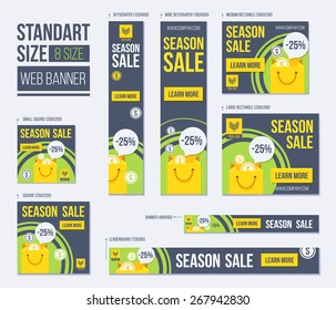 Standard size web banners set. Vector Web Banners