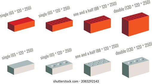 standard sizes of red and white sand-lime bricks 