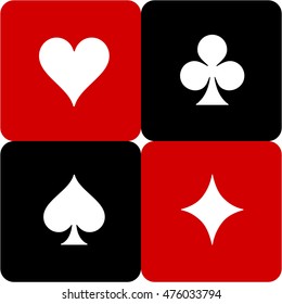 Standard suits for playing cards. Hearts, Clubs, Spades, Diamonds. icons eps8