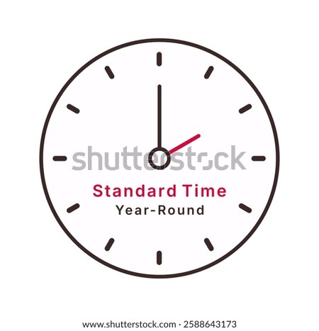 Standard time Year-round poster with clock. Abolition of Daylight saving time. End on Spring Forward Fall back. Cancel of DST icon for banner post cover