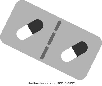 Standard of two capsules of tablets. Treatment of people from diseases. Isolated vector image on a white background.