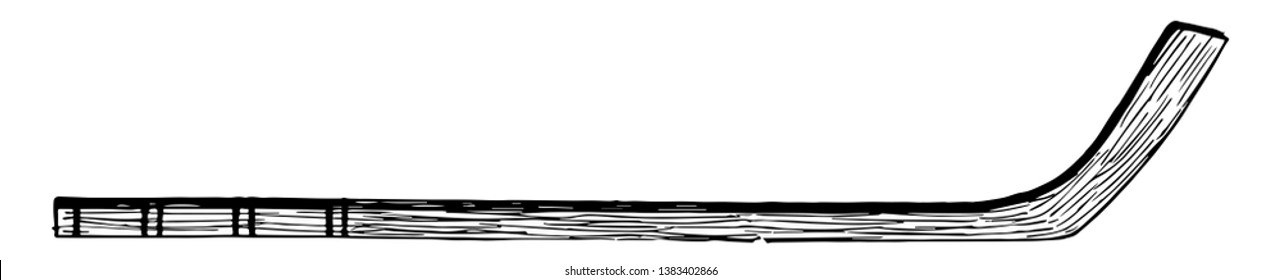 A Standard Type Of Ice Hockey Stick Used To Kick The Hockey Ball During The Game, Vintage Line Drawing Or Engraving Illustration.