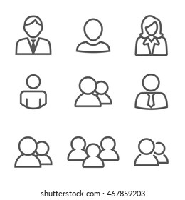 Standard User Icon Set with Men, Women, and Multiple People