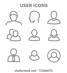 Standard User Icon Set with Men, Women, and Multiple People