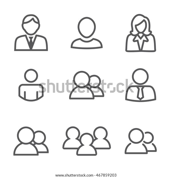 Standard User Icon Set with Men, Women, and\
Multiple People