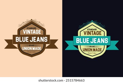 Standard vintage blue jeans brand Union made limited edition, vintage t shirt design 