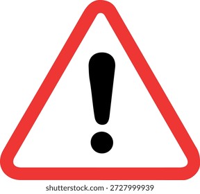 Una señal de advertencia estándar con un borde de triángulo rojo con un fondo blanco y un signo de exclamación negro en el centro. Este símbolo indica universalmente precaución, peligro o necesidad de atención.