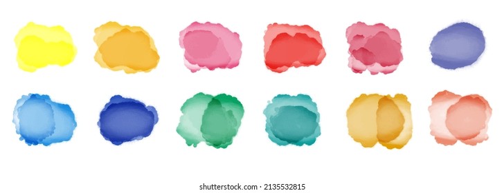 Standard watercolor palette. 12 shades of watercolor strokes. Watercolor paint stains