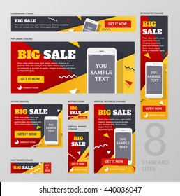 Standard web banners Set size. The design concept for selling store banners. Banners for the standard size of advertising.