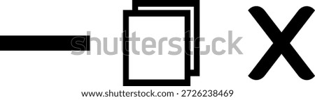 Standard Windows Title Bar Buttons - Minimalist Minimize Maximize and Close Control Icons