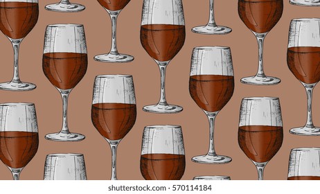 Standard wine glasses vector illustration sketch style pattern