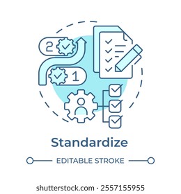 Standardize light blue concept icon. 5S methodology. Consistent procedures to maintain workplace organization. Round shape line illustration. Abstract idea. Graphic design. Easy to use in article