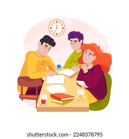 Standardized annual examination isolated cartoon vector illustration. Standardized exam preparation, college preparatory and scholarship testing, group of teenagers writing test vector cartoon.