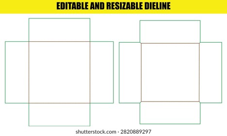 Standardized dieline templates for creating square boxes. Use these accurate blueprints for product packaging and commercial manufacturing.