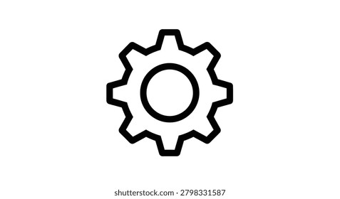 Standardized technical gear icon for representing backend operations, server settings, and core system functionalities in professional web development.