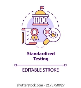 Standardized testing concept icon. Administrated exams. Major education issue abstract idea thin line illustration. Isolated outline drawing. Editable stroke. Arial, Myriad Pro-Bold fonts used