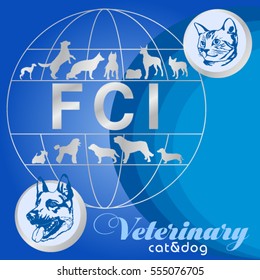 The standards of breeds of dog, dog silhouette, silhouette of cat, veterinary topics
