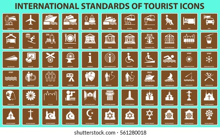 standards of tourist icons vector