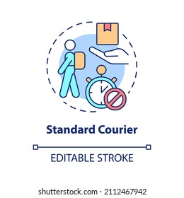 Standart courier concept icon. Shipment service. delivery business abstract idea thin line illustration. Isolated outline drawing. Editable stroke. Roboto-Medium, Myriad Pro-Bold fonts used