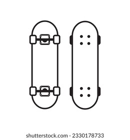 Standart Deck skateboards icon,  black and white skateboards. For labels, logos, icons. Attributes of skateboarding. Skate set with caps. Skate set for print and sticker. Skateboard style. Vector.