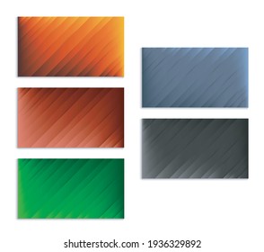 Standart size web banner set. Geometric abstract background. Colorful 3d lines backdrop. Landing page, presentation design. Vector pattern set. Orange, red, green, grey, black business card template.