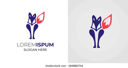 Standby Fox logo design vector illustration .Modern abstract fox logo design 