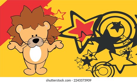 standig lion chibi kid character cartoon background illustration in vector format