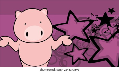 standig pig chibi kid character cartoon background illustration in vector format