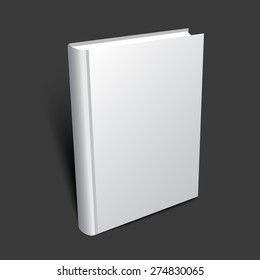 Standing 3d book illustration for cover design. Realistic vector mockup.