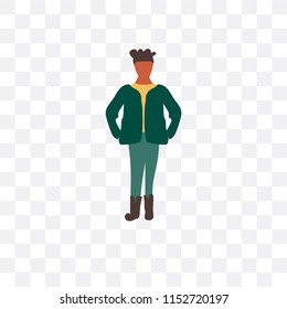 standing African man vector icon isolated on transparent background, standing African man logo concept